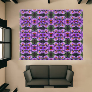 Honey Bee On Purple Aster Flower Abstract Rug