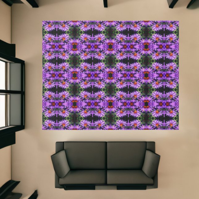 Honey Bee On Purple Aster Flower Abstract Rug (Insitu (Indoor 1))