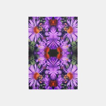 Honey Bee On Purple Aster Flower Abstract Rug by SmilinEyesTreasures at Zazzle