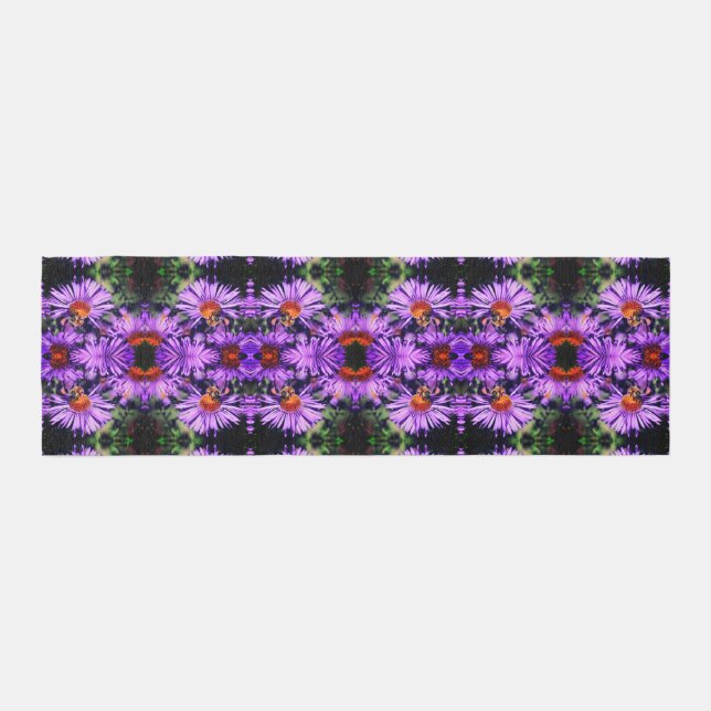 Honey Bee On Purple Aster Flower Abstract Runner (Front)