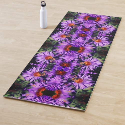 Honey Bee On Purple Aster Flower Abstract Yoga Mat