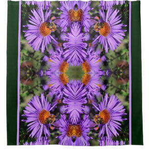 Honey Bee On Purple Aster Flower Nature Art Shower Curtain