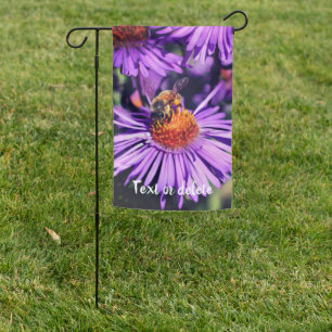 Honey Bee On Purple Aster Flower Personalized Garden Flag