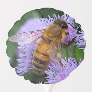 Honey Bee  On Purple Flower Floral Animal Balloon by Bebops at Zazzle