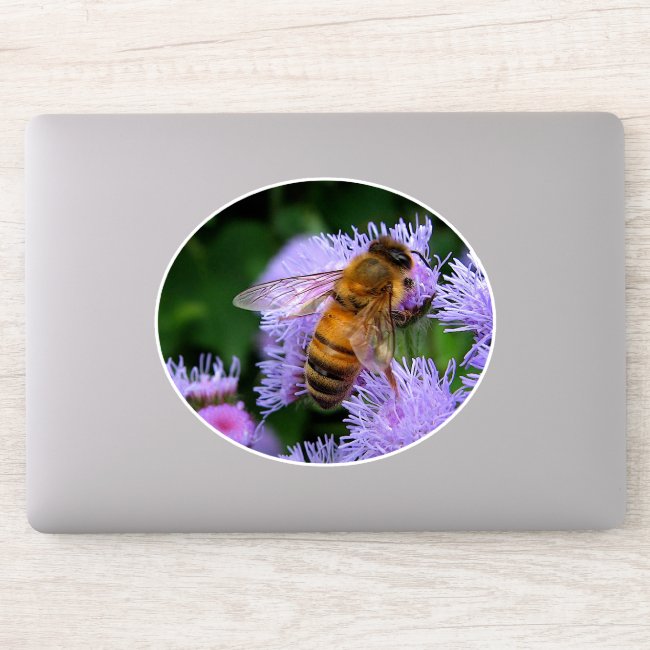 Honey Bee on Purple Flowers Contour Sticker