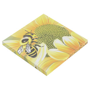 Honey Bee On Sunflower Cute Naive Art