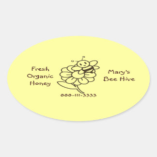 Honey Bee Oval Label Stickers