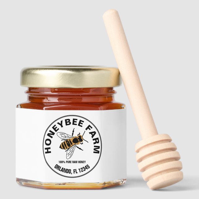 Honey Bee Painting Insect Illustration Honey Jar Favors (Front)