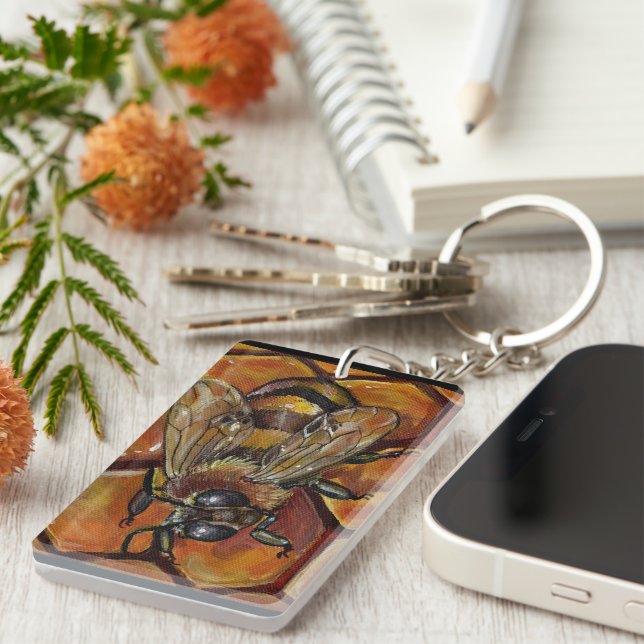 Honey Bee Painting Keychain (Front Right)