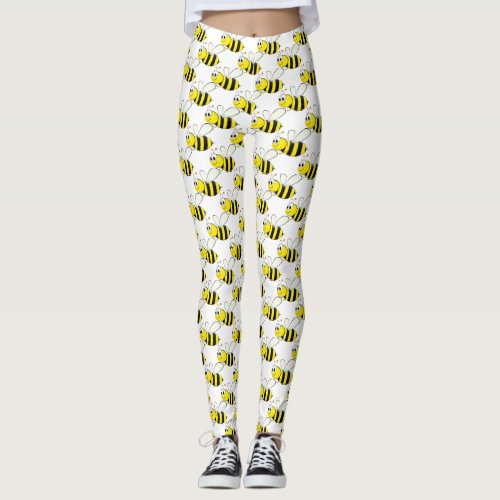 Honey bee patterned leggings