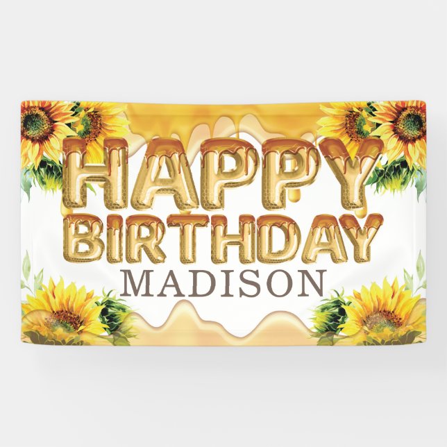 Honey Bee Personalized Happy Birthday Banner (Horizontal)