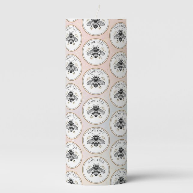 Honey Bee Pillar Candle (Front)