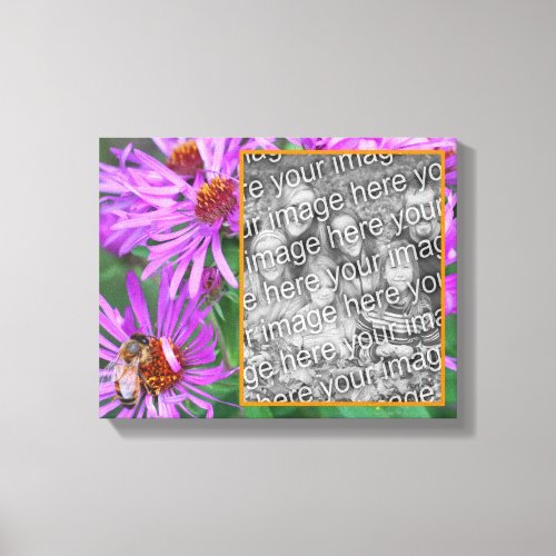 Honey Bee Pink Aster Flower Create Your Own Photo  Canvas Print