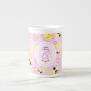 Honey Bee Pink Bone China Mug