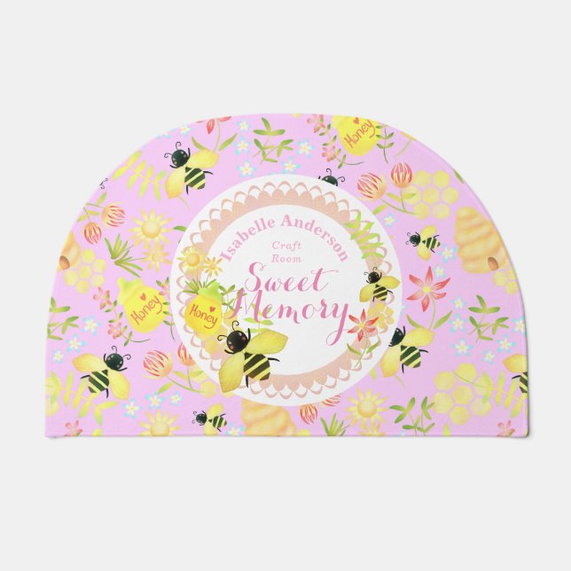 Honey Bee Pink Doormat (Front)