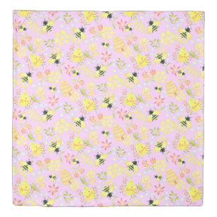 Honey Bee Pink Duvet Cover
