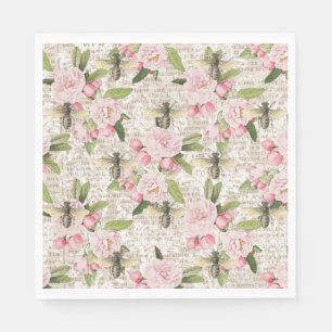 Honey Bee Pink Floral Napkins