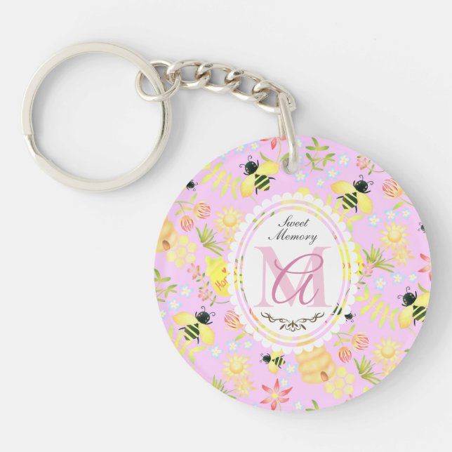 Honey Bee Pink Keychain (Front)