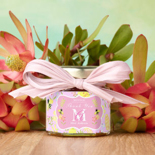 Honey Bee Pink  Monogram Thank You Jar Favors