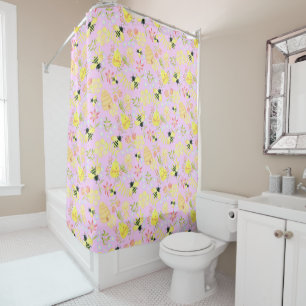 Honey Bee Pink Shower Curtain