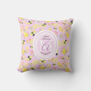 Honey Bee Pink Throw Pillow