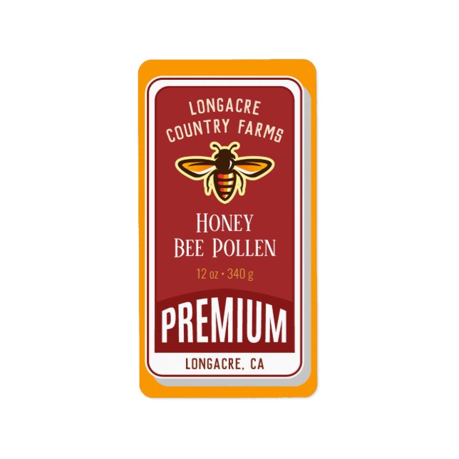 Honey Bee Pollen Premium Product Label (Front)