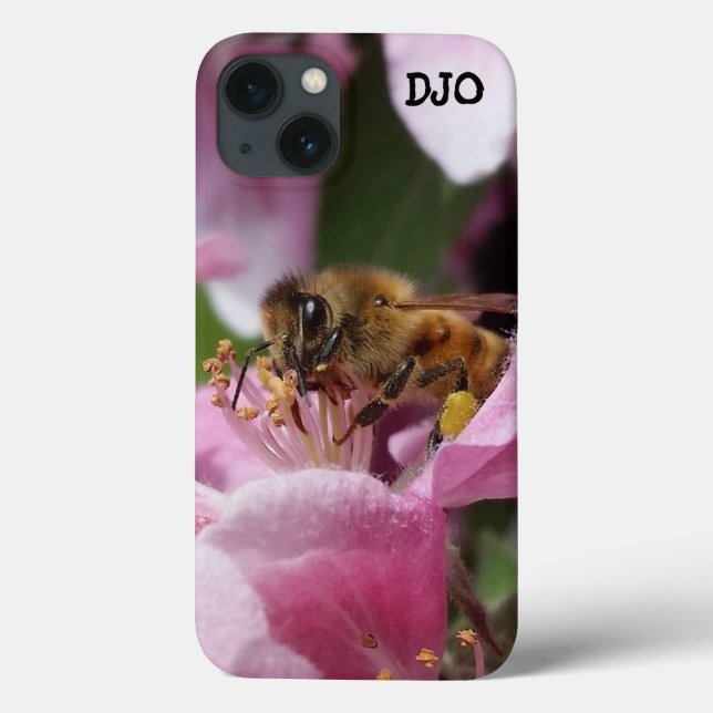 Honey Bee Pollinating Pink Crabapple Tree Blossom Case-Mate iPhone Case (Back)