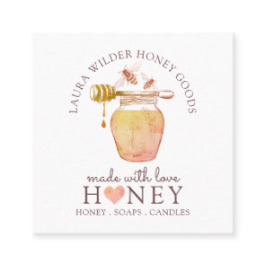 Honey Bee Products Watercolor Illustrated Logo Square Business Card