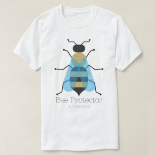 Honey Bee Protector Cute Black Blue Gold Glitter T-Shirt