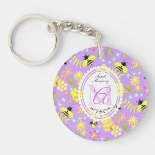 Honey Bee Purple Keychain