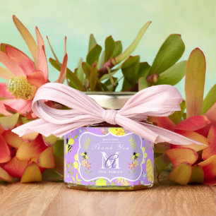 Honey Bee Purple Monogram Thank You Jar Favors