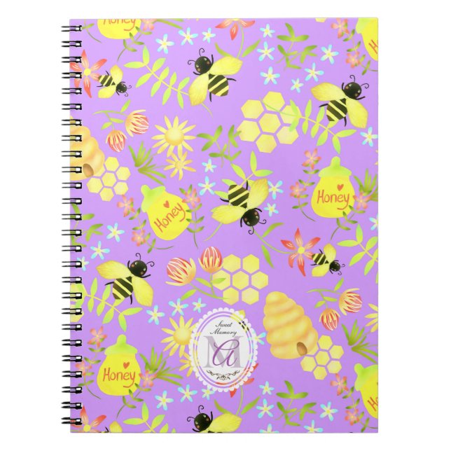 Honey Bee Purple Notebook (Front)