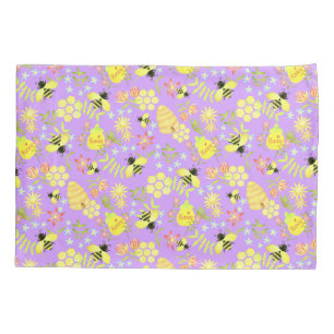 Honey Bee Purple Pillow Case