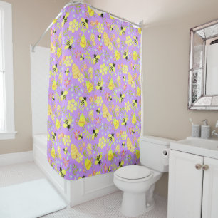 Honey Bee Purple Shower Curtain