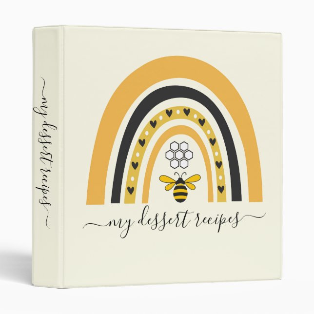 Honey Bee Rainbow Dessert Recipe  3 Ring Binder (Front/Spine)