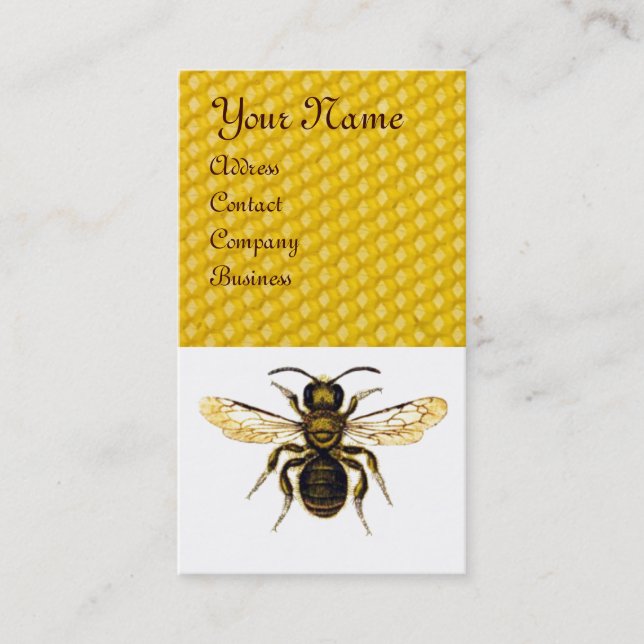 HONEY BEE RED BEEKEEPER BROWN WAX SEAL MONOGRAM BUSINESS CARD (Front)