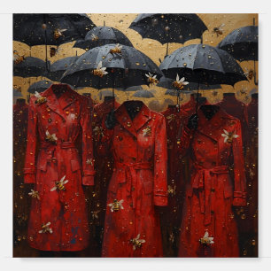 Honey Bee Red Coat Wall Art Foam Board