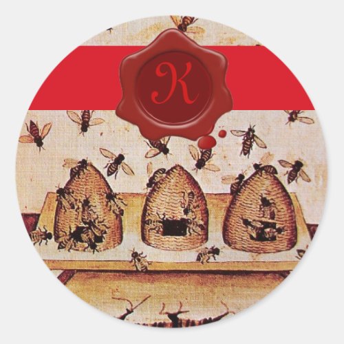 HONEY BEE RED WAX SEAL AND STRIPE  MONOGRAM