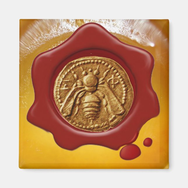 HONEY BEE RED WAX SEAL MAGNET (Front)