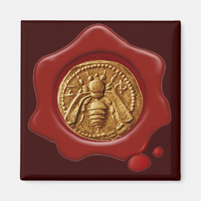 HONEY BEE RED WAX SEAL MAGNET (Front)