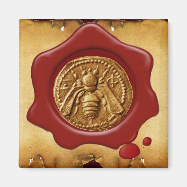HONEY BEE RED WAX SEAL MAGNET (Front)