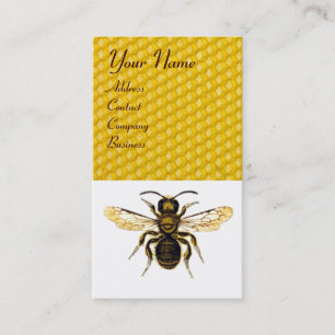 HONEY BEE RED WAX SEAL MONOGRAM BEEKEEPER,Eggshell Business Card