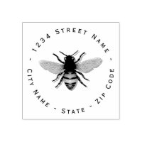 Honey Bee, Vintage Family Name & Return Address Rubber Stamp, Zazzle