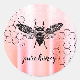 Honey Bee Rose Gold Seller Apiarist Vintage Classic Round Sticker