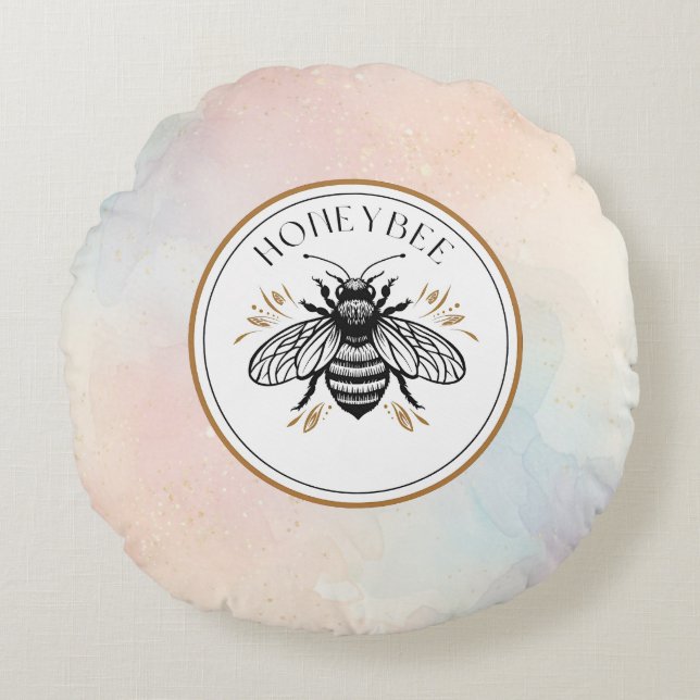 Honey Bee Round Pillow (Front)