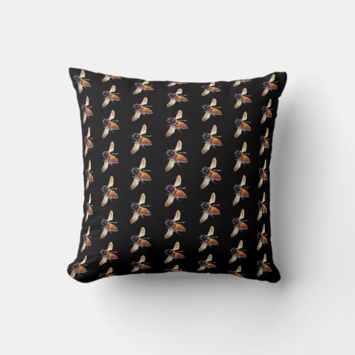 Honey bees throw pillow