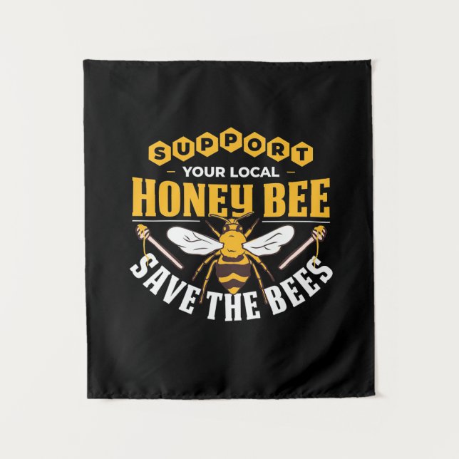 Honey Bee Save The Bees Tapestry (Front)