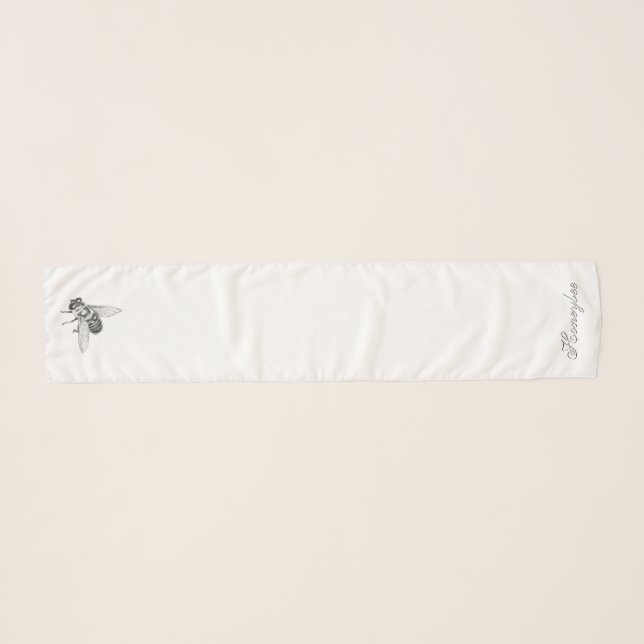 Honey Bee Scarf Custom Bee Gifts Insect Art Scarf (Front (Horizontal))
