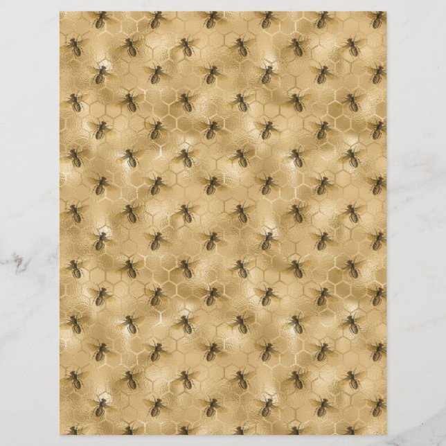 Honey Bee Scrapbook Paper Sheet (Front)