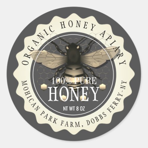Honey Bee Seller Apiarist  Vintage Black  Classic Classic Round Sticker